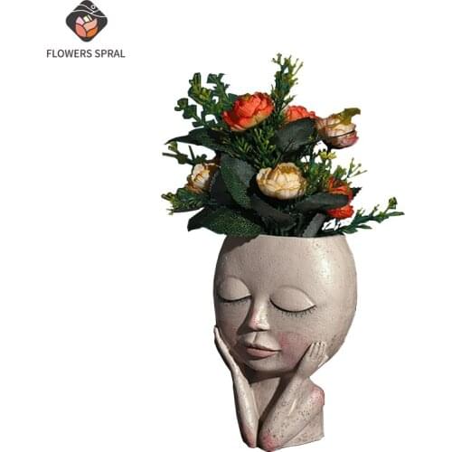 Girl Face Flower Pot Succulents Flower Container Pot Resin Flower Pot Character Garden Decoration Nordic Desktop Decorations