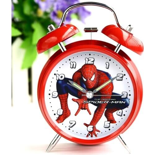 Disney spiderman spiderman anime children boy bedside alarm clock mute ringing creative simple light clock