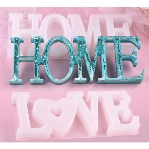 LOVE HOME Letters Resin Mold DIY Epoxy UV Pressed Flower Silicone Mold Resin Crafts Mould Tools Home Decoration Jewelry Making