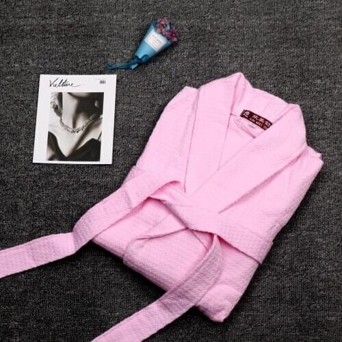 Summer Robe Women Waffle 100% Cotton Hotel Unisex Robe Women Bathrobe Soft Sleeprobe Female Casual pijama feminino sexy Homewear