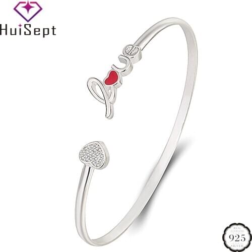 HuiSept Fashion Bracelets for Female 925 Silver Jewelry Heart-shaped Bracelet Ornaments for Wedding Promise Party Gift Wholesale