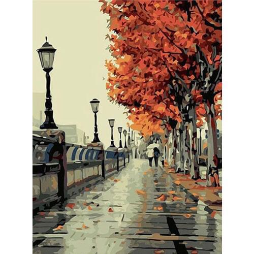 Painting By Numbers DIY Park street light Landscape Canvas Art picture Acrylic Coloring By Numbers Home Decoration Big Size