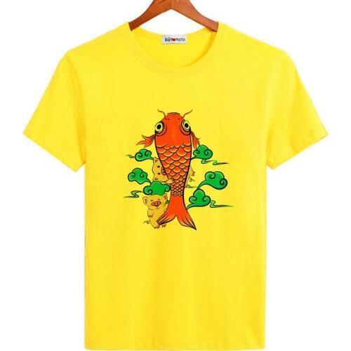 BGtomato red fish tshirt fashion cool t-shirt casual summer t shirt men fish tee shirt homme cool funny t shirts