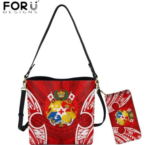 FORUDESIGNS Fashion Pu Leather Messenger Bag For Women Polynesian Tonga Tribal Pattern Print Brand Lady Shoulder Sac And Purse