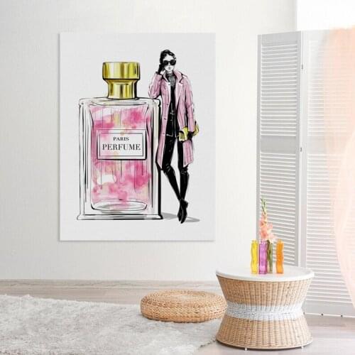 Home Decor Canves Painting Print Fashion Modern Women Poster Perfume Bottle Canvas art Beauty Salon and Bathroom wall art