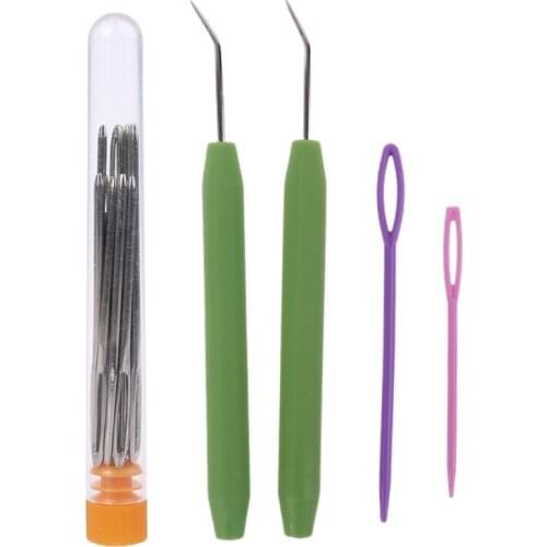 Sewing Craft Projects Needles Set Knitting Crochet Loom Hook Plastic Sewing Needles Large Eye Blunt Needles