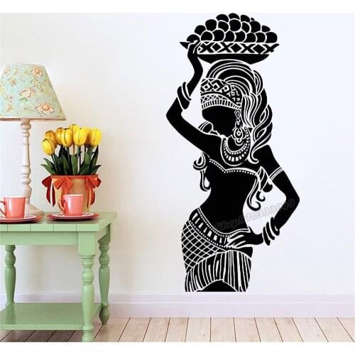 African women Wall Decal African Native Girl Turban Ethnic Style Wall Stickers Vinyl Decals for Bedroom Living Room Decor B103