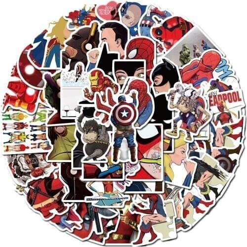 Cartoon stickers 50pcs funny superhero graffiti stickers car stickers trunk stickers trolley case waterproof graffiti stickers7