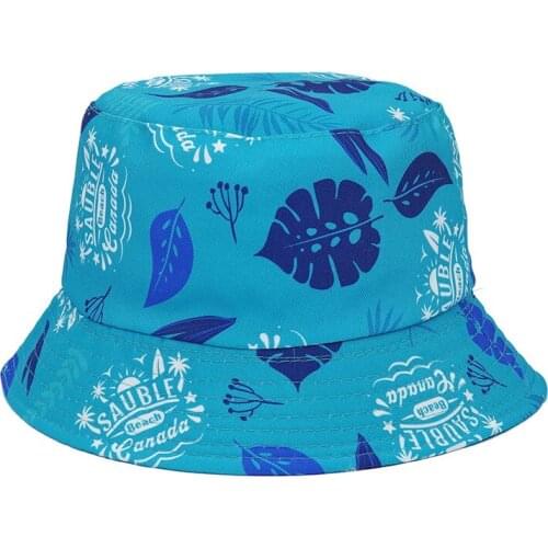 New printed fisherman hat sunshade double-sided leisure basin hat ladies all-match bucket hat student travel hat