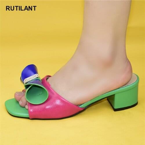 Latest 2020 Summer Womens Mid Heels Slippers 2020 Special Arrivals Wedding Green Color Nigeriain Shoes Nigerian Party Pumps
