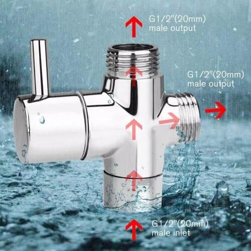 G1/2" Shower Head Diverter Valves Water Separator Adjustable Three-way Valve for Handheld Nozzle for faucet bathroom accessories