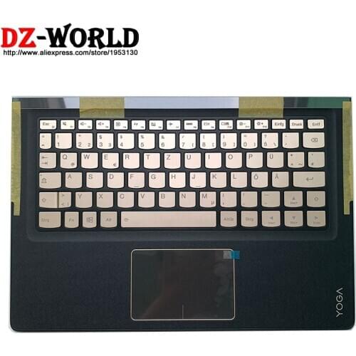 Palmrest Upper Case With Golden German Backlit Keyboard Touchpad for Lenovo Ideapad Yoga 900S-12ISK Laptop C Cover 5CB0K93831