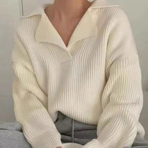 Harajuku Casual Loose Sweater For Women Autumn Winter Knitting Pullovers Top Ladies Solid Color Elegant Jumpers