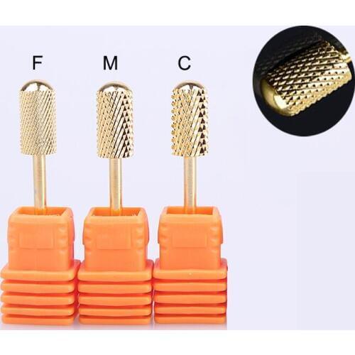 RTYU Golden Carbide Coating Nail Drill Bits Milling Nail Drill Bits Milling Cutters For Manicure Nail Drill Machine Bits TH12