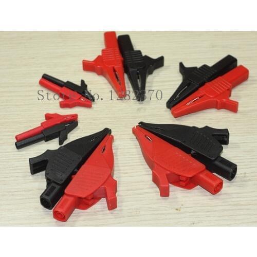 [SA] cl4258, cl4262, cl4263 small - medium - large red and black alligator clip 4mm plug each one pair --5set/lot