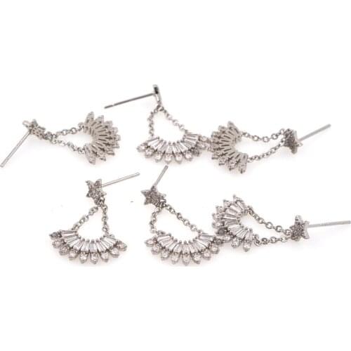 Cubic Zirconia Five-Pointed Star Silver Earrings, Earrings With Ceiling Fans, Beautiful Exquisite Jewelry