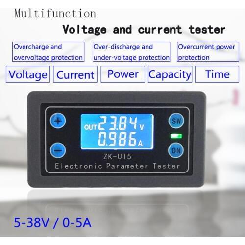 DC5-38V Battery Tester Voltmeter ammeter electronic load monitor charger tester Power capacity Meter Charge discharge Controller