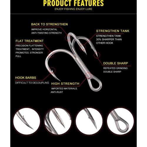 20pcs Overturned triple hooks fishing Treble Hook High Carbon Steel Black Fishing Hook 2/4/6/8/10# For Lure Triple Hook Fishing