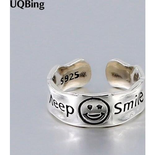 Vintage Irregular Keep Smile Face Vintage Silver Rings For Women Gifts Jewelry