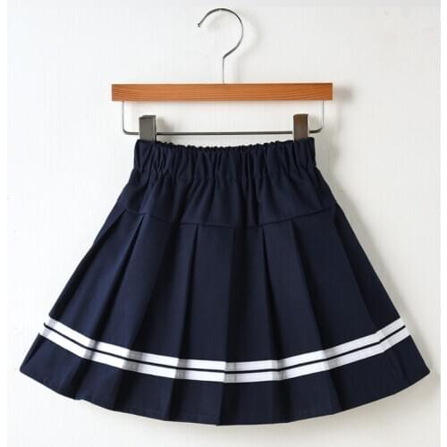 Japanese Navy Black Striep Skirts for Girls Pleated Skirt School Harajuku Preppy Style School Uniform Kids Short Skirt