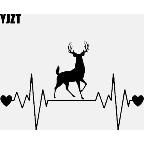 YJZT 16.2CM*10CM Deer Hunting Heartbeat LifelineVinyl Black/Silver Decoration Car Sticker C22-1110