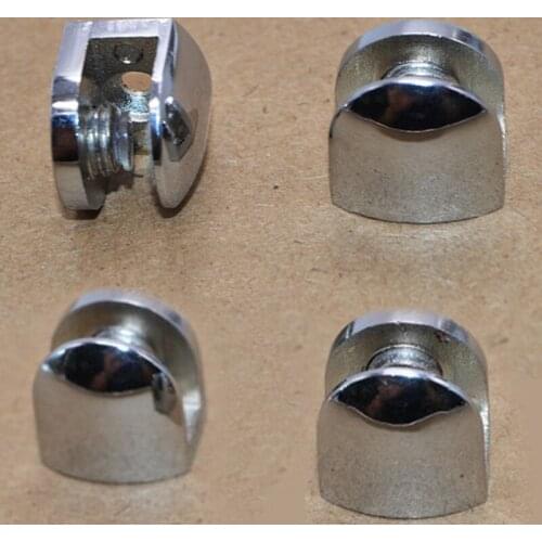 4PCS Half Round Glass Clamps Plane Zinc Alloy Shelves Support Two Hole Corner Bracket Clips For 8mm Furniture Hardware