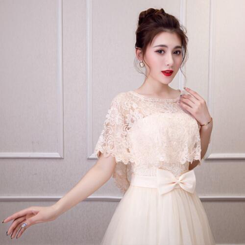 Womens Vintage Full Floral Lace Cape Wrap Round Neck Crochet Sheer Shawl Shrug Solid Color Summer High Low Bridal Capelet Bolero