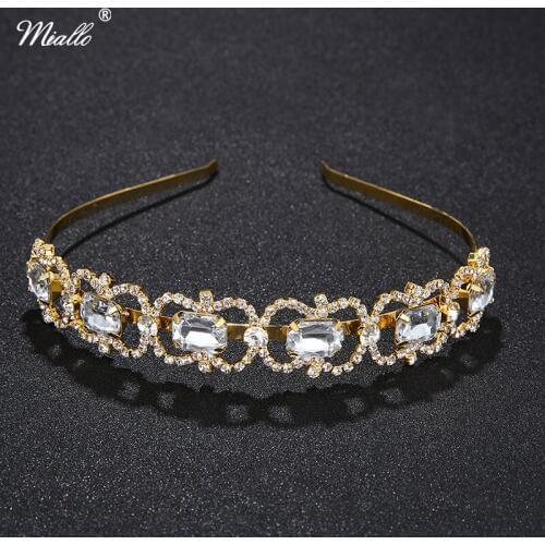 Miallo Fashion Austrian Crystal Princess Tiaras and Crowns Wedding Bride Bridesmaids Hair Accessories Women Headpieces Jewelry