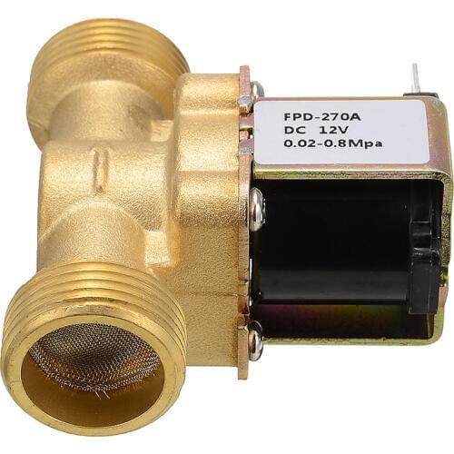 1Pcs G3/4 Brass Electric Solenoid Valve DC Solenoid Valve Electric Water Valve N/C Water Valve 12V