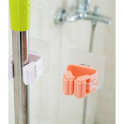 1pc Adhesive Multi-Purpose Hooks Wall Mounted Mop Organizer Holder RackBrush Broom Hanger Hook Kitchen Bathroom Strong Hooks