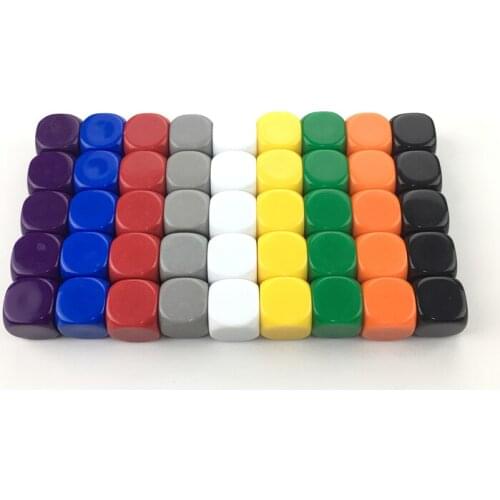 100Pcs/Lot 22mm Blank Dice DIY Wholesale 9 Colour Dice Set Round Corner Acrylic Hexahedron Blank Dice Can Write Color Game