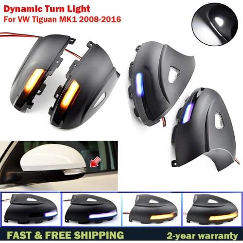 2Pcs LED Dynamic Turn Signal Blinker Sequential Side Mirror Indicator Light Puddle Light For VW Tiguan MK1 5n Sharan 7n