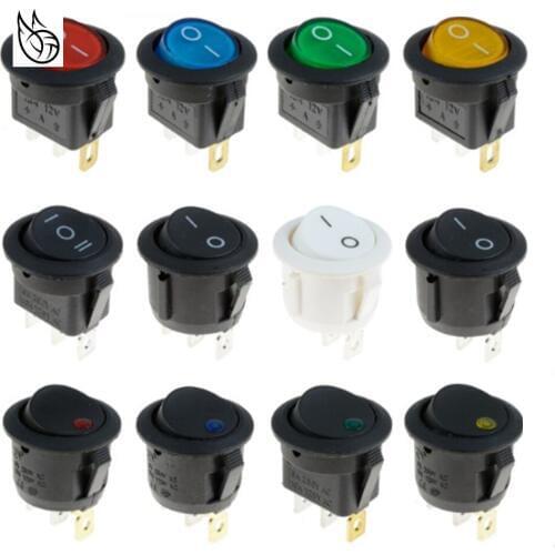 3PCS Pushbutton switch ON/OFF Round Rocker Switch LED illuminated Car Dashboard Dash Boat Van 12V Waterproof cap