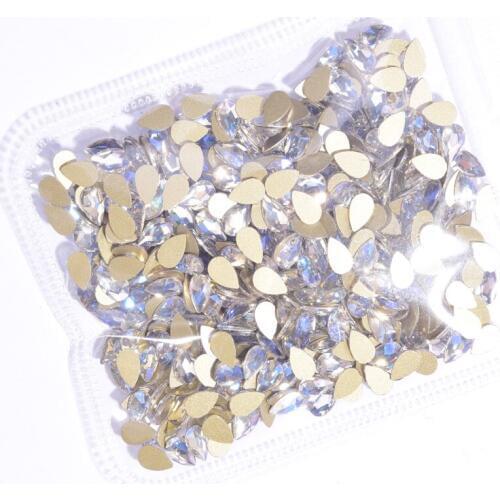 50Pcs Nail Crystal Moonlight Glass Stones Strass Non Hotfix Nail Rhinestones For Nail Art Decoration Shinny AB Nail Charms JZ16