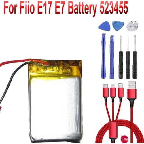 1050mAh Battery 523455 for Fiio E17, E7+USB cable+toolkit