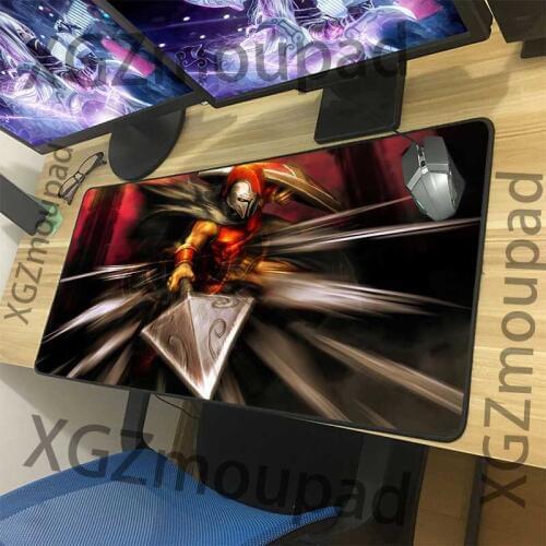 XGZ Large Gaming Mouse Pad Black Lock Edge Anime Spartan Spear HD Computer Desk Mat Speed Non-slip Custom Carpet Natural Rubber