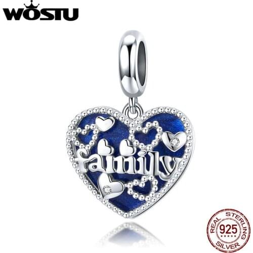 WOSTU 925 Sterling Silver Warm Family CZ Beads for Jewelry making Fit Original reflection Clip Charm Bracelet