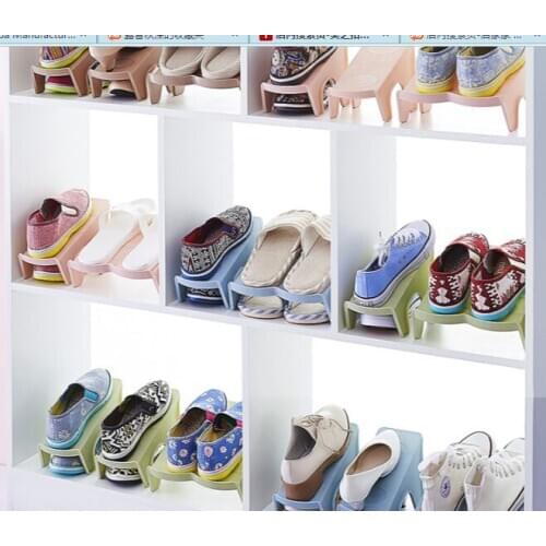 Household double shoe storage rack plastic integrated shoe care simple modern living room wardrobe simple storage shoe racks