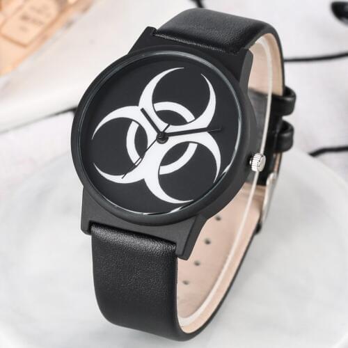 Compass Quartz Analog Wristwatch Lightweight Literal Dial Watch Charming Clock Black PU Leather Band Male Special Gifts