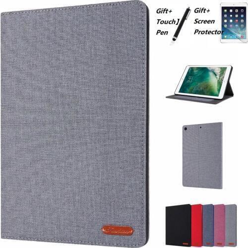 Solid Color Cloth Pattern Full Body Case with Stand for iPad Air 1 2 2017 2018 9.7 iPad 10.2 10.5 2019 2020 iPad Mini 12345