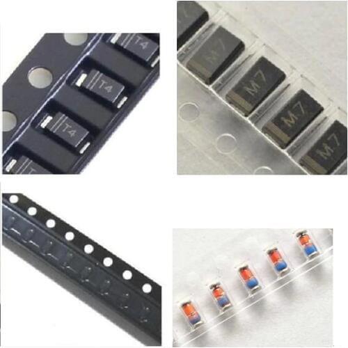 100PCS Diode 1N4001 M1 1N4005 M5 1N4007 M7 1N4004 M4 SR160 1N4148 1N4148 1N5819 RS1M RS2M US1M US1K 1SS355 SMD SMA IN Free Ship