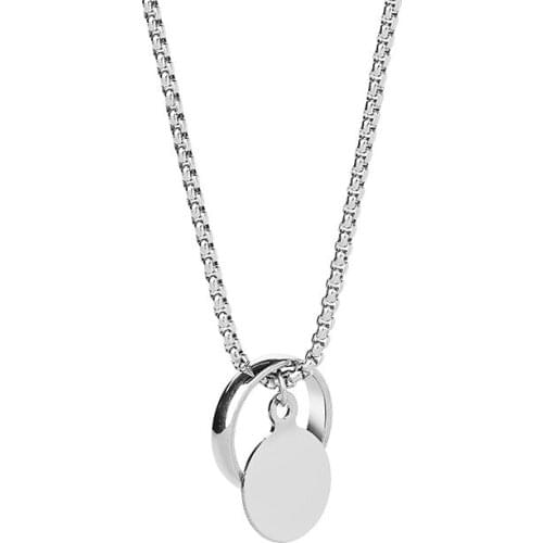 Long Necklace Round Pendant Stainless Steel Disc Necklace For Women Men New Hiphop Female Jewelry Collar Friendship Jewelry