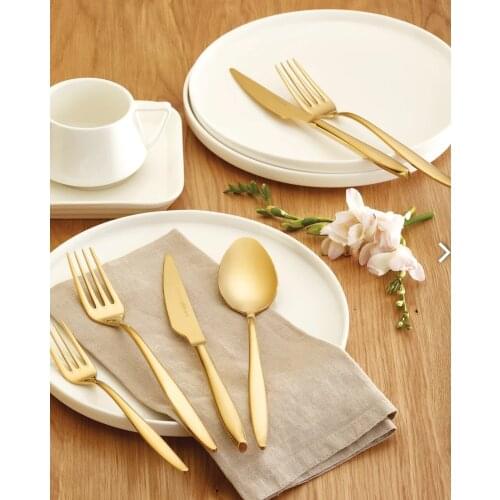 Emsan Goldinoks Gold or Rosegold 24 Piece 6 Person Cutlery Set Stainless Steel Best Quality Free Shipping From TURKEY