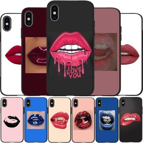 Lipstick black Silicone Phone Case For iPhone 12 XR XS Max 5 5S SE 2020 6 6S 7 8 PLUS X 11Pro Max 11 Cover