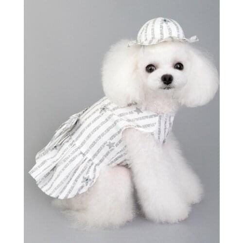 Dogs Cotton Cute Skirt Teddy Pet Dress Clothes Spring Summer Fashion Plaid Small Medium Breathable Puppy Skirt