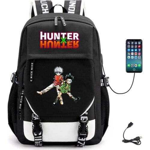Anime Hunter Hunter USB Canvas Teenger Fabric Casual Packsack Unisex Backpack Schoolbag Student High Quality Laptop Bag