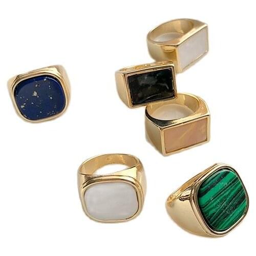 Korean New Simple Vintage Metal Geometric Open Rings Adjustable Elegant Enamel Index Finger Rings for Women Girls Party Jewelry