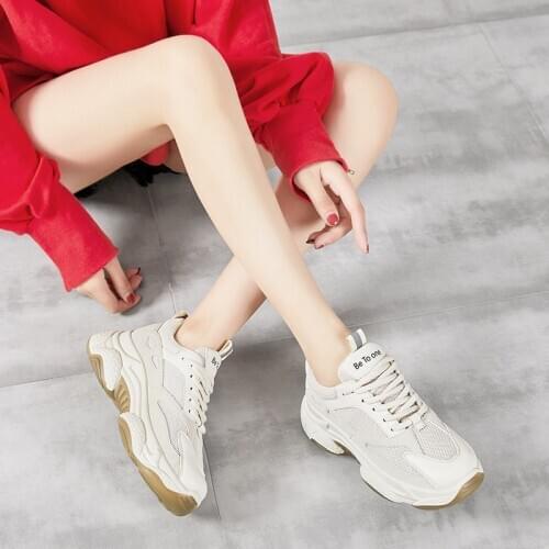 Womens clunky dad sneakers high quality fly weave man casual shoes lace up flats outdoor walk leisure comfortable shoes