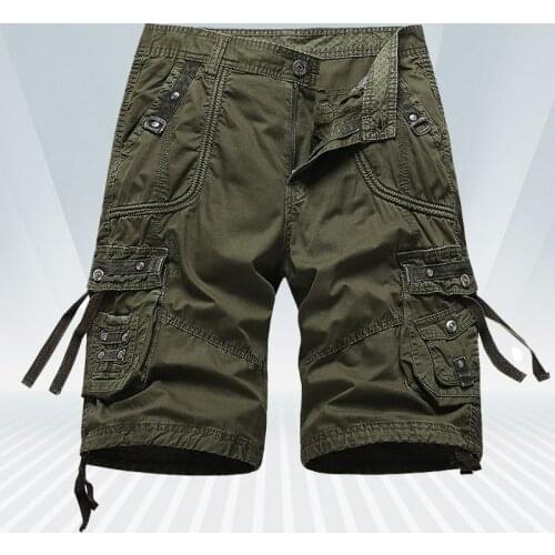 Summer New Cargo Shorts Mens Military Loose Work Outdoor Hiking Cargo Pants Male Solid Big Pocket Beach Shorts Plus Size 28-40