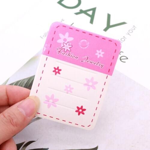 Newly Fashion Jewelry Hairpin Packaging Cards 100pcs/lot 5.4x7.2cm Pink Flower Printed Paper Price Tag Cards for Jewelry Display